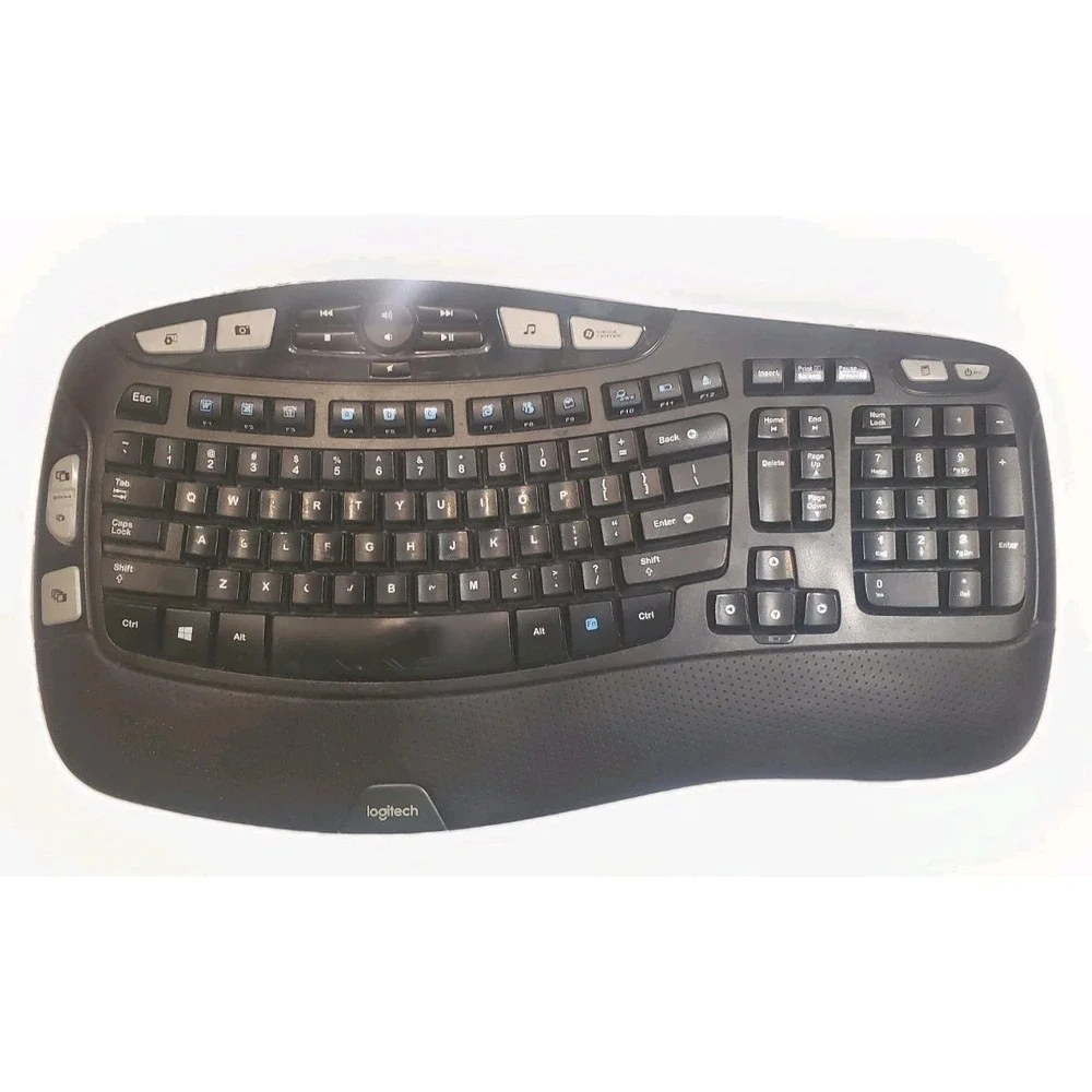 Logitech K350 Wave Keyboard Black Wireless Ergonomic NO USB Dongle‎ Parts Only